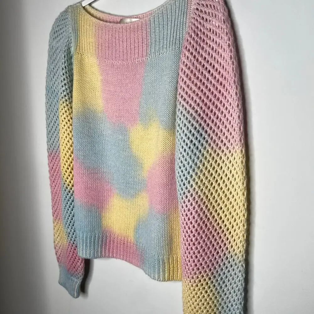 Love Shack Fancy Rosie Rainbow Pastel Pullover Sweater Size Small